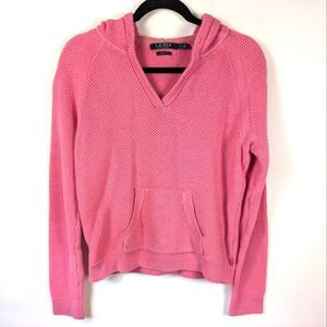 Lauren Ralph Lauren Women's Large Pink Knit Hoodie Pullover Sweater Cotton